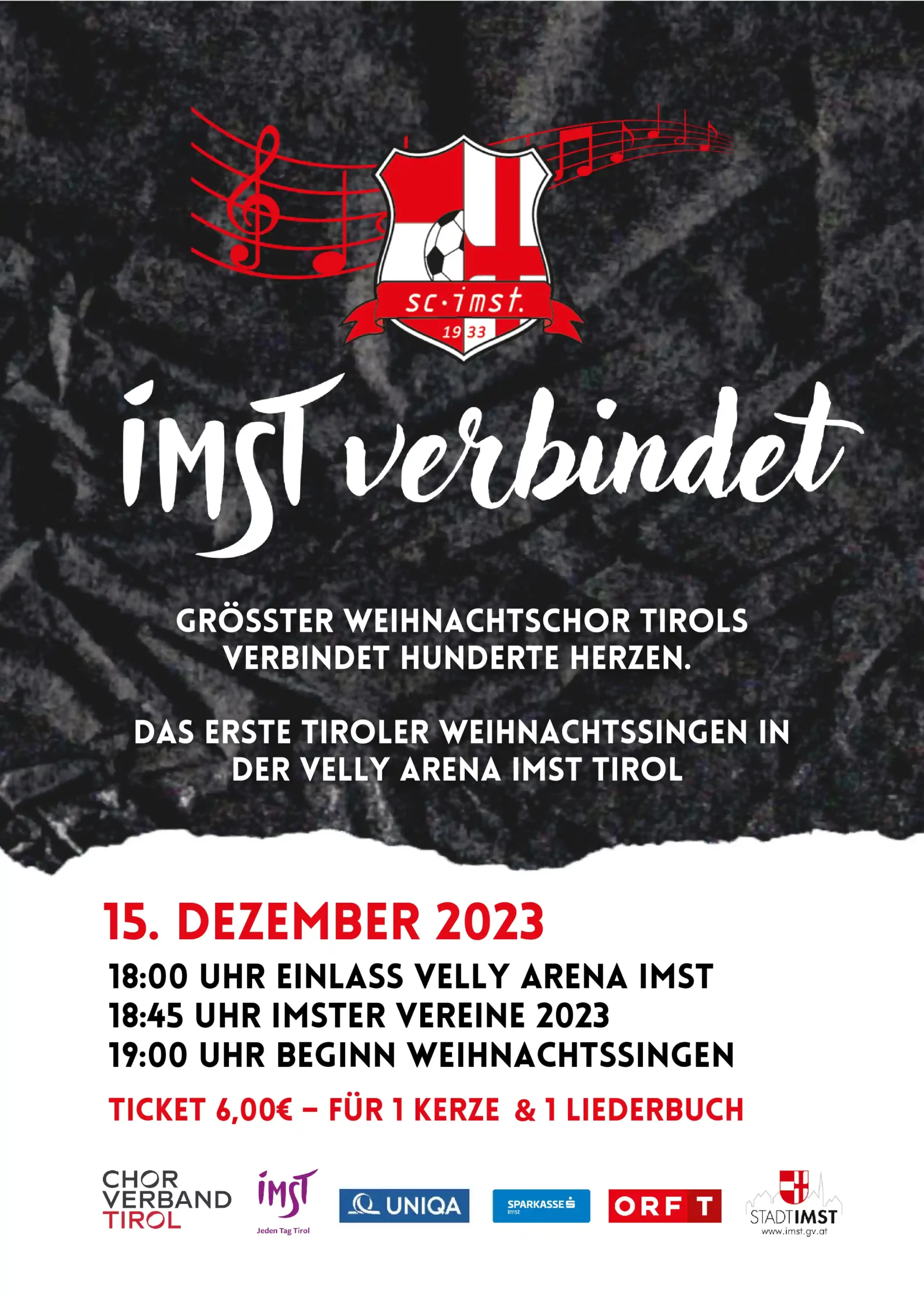 Das erste Tiroler Weihnachtssingen in der Velly Arena Imst Tirol, anlässlich des 90 Jahr Jubiläum des SC Sparkasse Imst 1933!