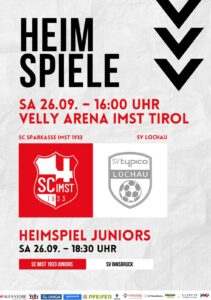 ⚽ Heimspiele-Wochenende in der Velly Arena! 🏟️
Am Samstag, den 26. September, wird’s doppelt spannend! 🔥
🔴 Um 16:00 Uhr: SC Sparkasse Imst 1933 vs. SV Lochau ⚪ 🔴
Um 18:30 Uhr: SC Imst 1933 Juniors vs. SV Innsbruck ⚪
Zwei Spiele, ein Stadion, eine Leidenschaft! 💪
Kommt vorbei, bringt eure Freunde und Familie mit und feiert mit uns! 🎉
📍 Velly Arena, Imst Tirol - Dein Stadion!
Wir sehen uns am Samstag! 🔴⚪
